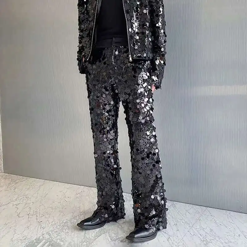 LUZHEN ส่วนบุคคล Sequined Flared กางเกง Casual Original Cool เครื่องแต่งกาย High Street Design กางเกงแฟชั่นผู้ชาย LZ5481