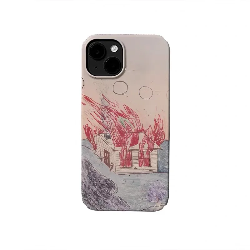 

Ins Pink Sketched House Phone Case for IPHONE 17 Air 16E 15 PROMAX 14 Plus 13 12 MINI 11 PRO 16Plus XR SE Acrylic Phone Cover