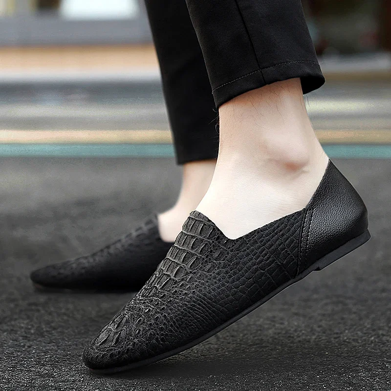 Mens Loafer Shoes Genuine Leather Luxury Fashion Casual shoes slip on Lightweight Comfortable Custom Made Crocodile Shoes