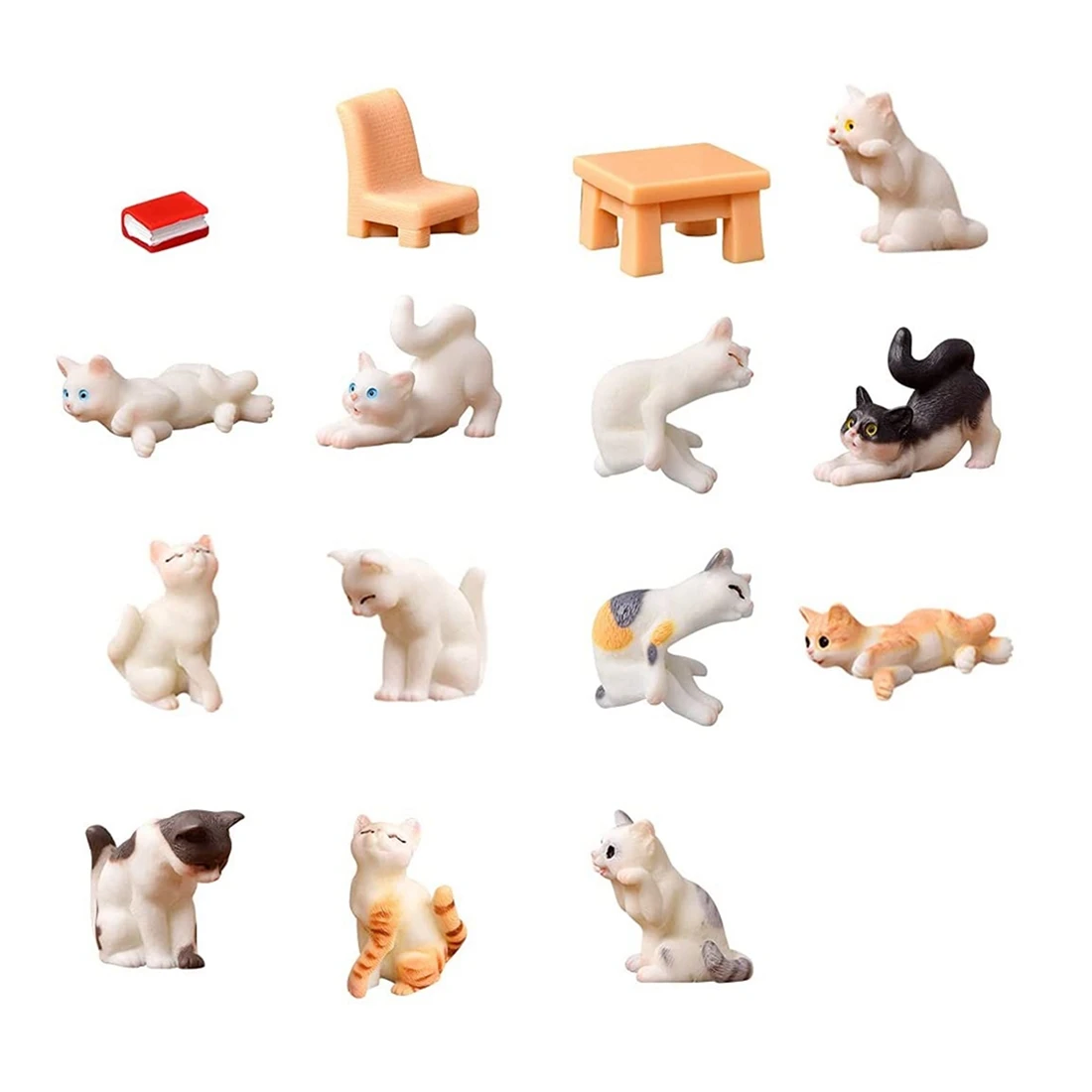 

15 Pcs Miniature Cat Figurines Landscape Decoration Mini Animals Figurines DIY Garden Ornament Cake Decor for Home,Etc