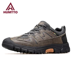 HUMTTO-Bottes de randonnée en cuir véritable pour hommes, baskets d'escalade et de trekking, chaussures de travail de sécurité, sports de plein air, créateur de luxe