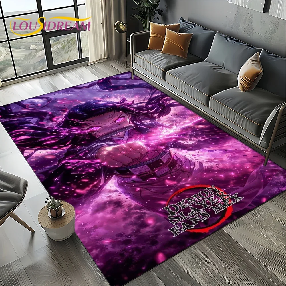 Cartoon Demon S-Slayer Anime Kamado Nezuko Tanjirou Carpet Rug for Living Room Bedroom Home Sofa Decoration,Non-slip Floor Mat