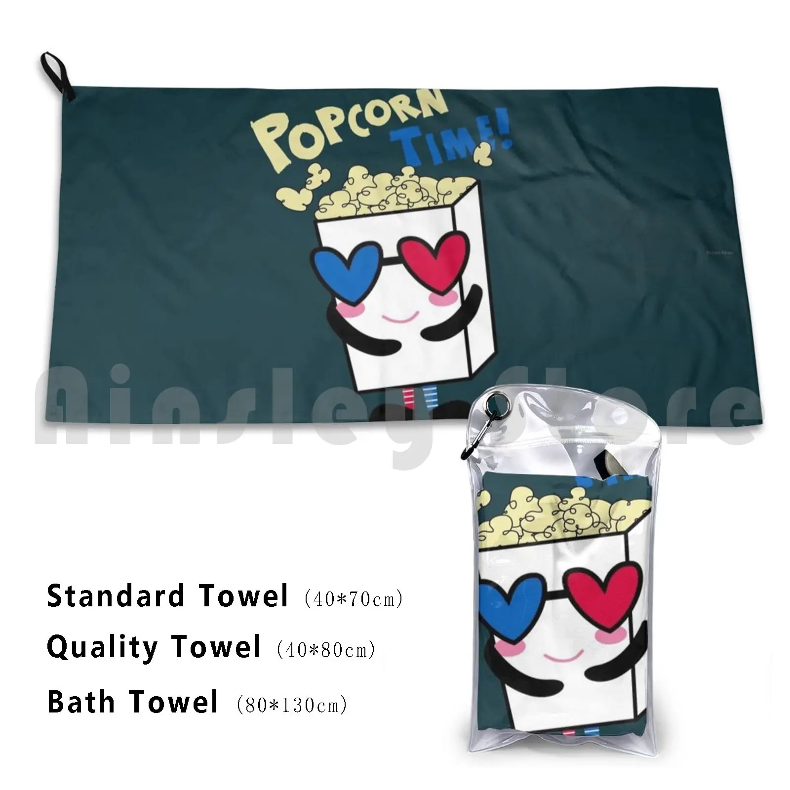 Palomitas de maíz tiempo toalla personalizada Toalla de baño palomitas de maíz película cine películas comida maíz lindo merienda tiempo de película blanca