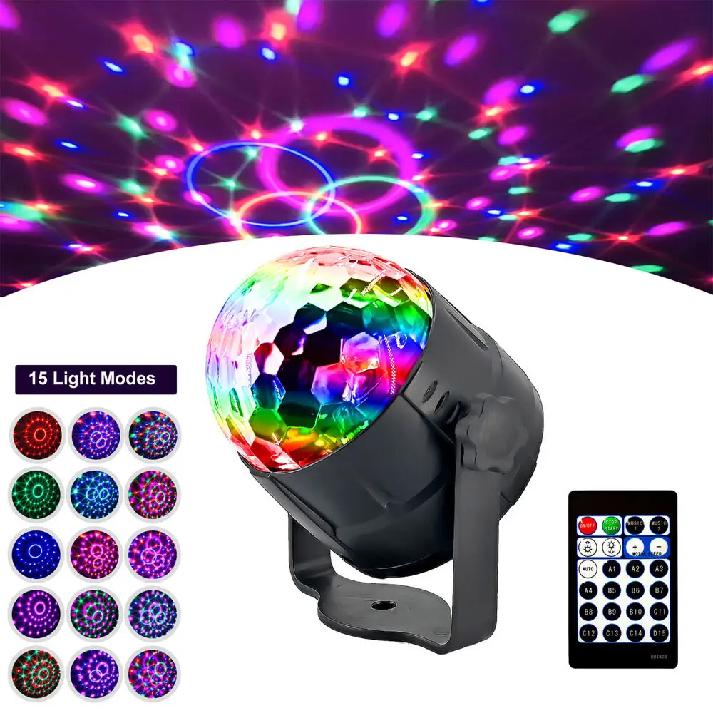 15 Effects RGB Disco Party Light LED Stage Ball Lights KTV Strobe DJ Lamp Remote