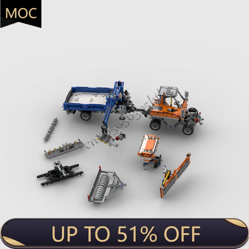 

1931 шт. MOC городской инженерный наклонный трактор с оборудованием, модель технологии, строительный блок, креативная детская игрушка, подарок на день рождения