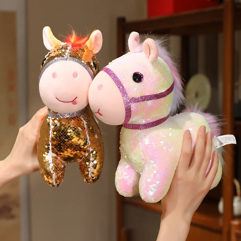 Simulation Sparkle Pony Fluffy Stuffed Toy Mascot Figure Rabbit Year of the Rabbit Plush Doll Activity Gift