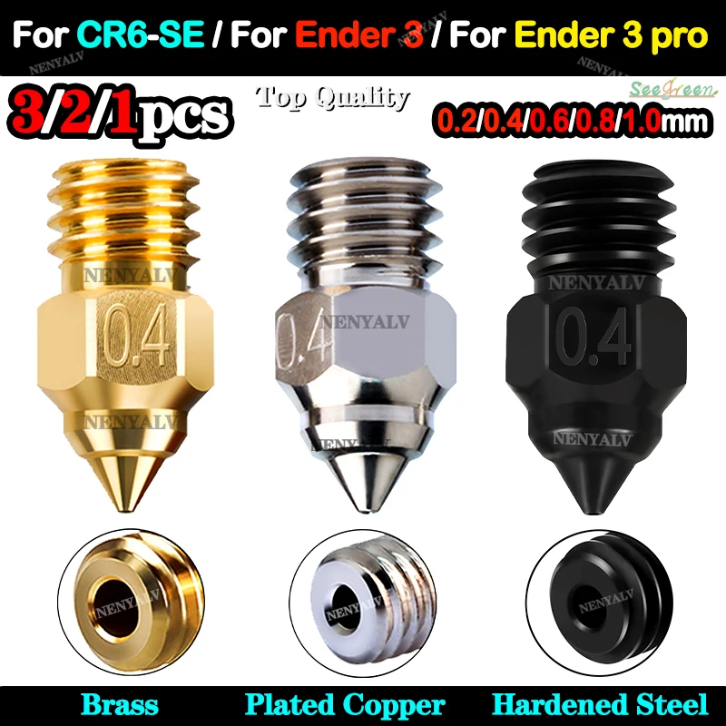 Top Quality Nozzle For CR-6 SE/Ender-3 Series Extruder Brass Nozzles For Ender 3 S1 hardened Nozzle Ender3 S1 pro Upgrade Nozzle