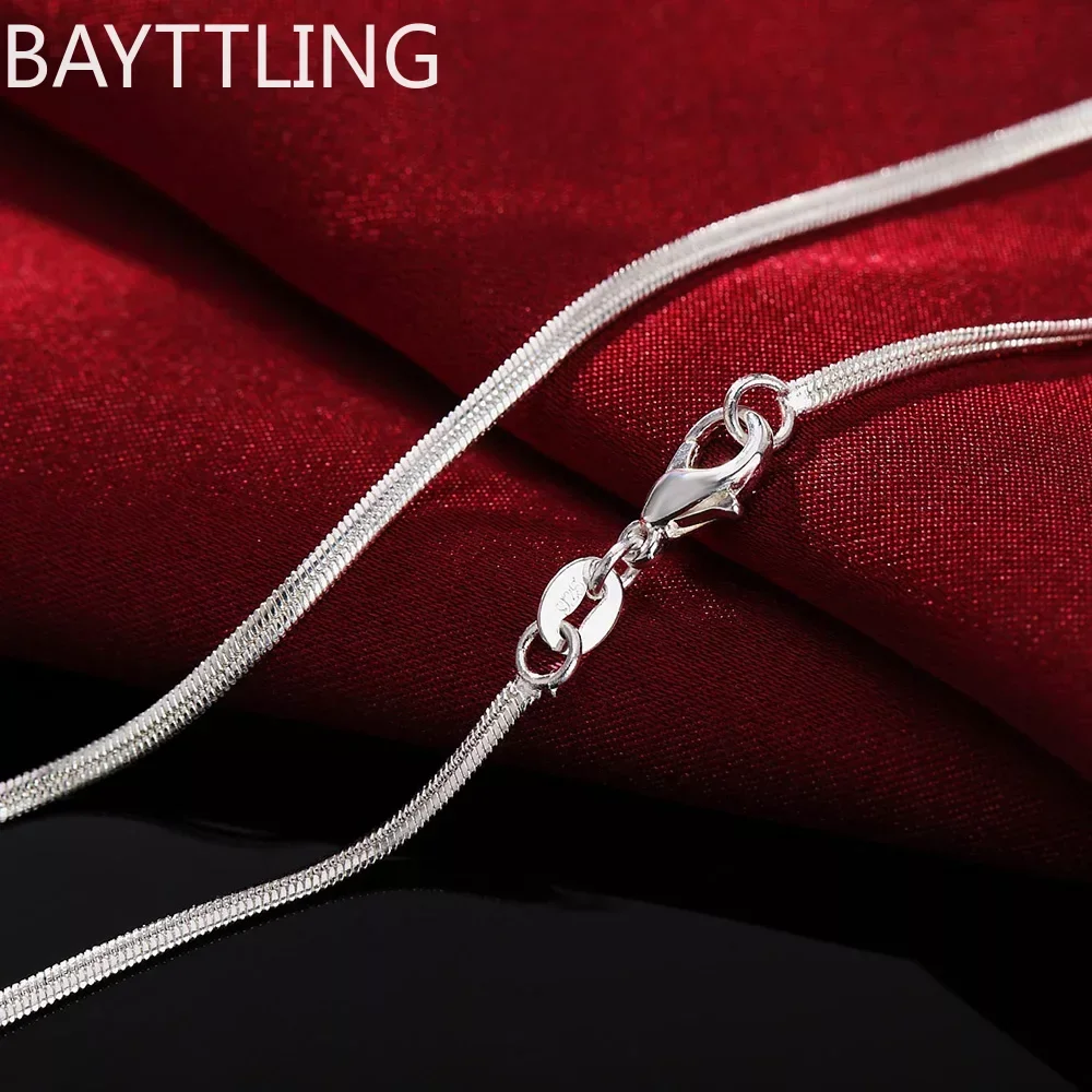 

40-75cm Length 925 Sterling Silver Necklace 2MM Charms Wedding Party Flat Snake Chain Cute for Women Men Fashion Fit Pendant