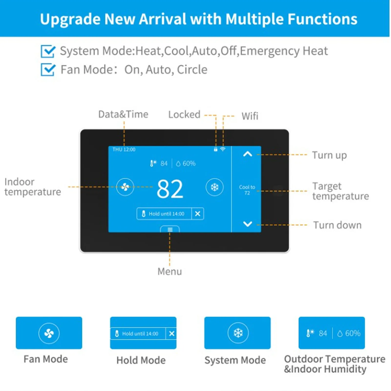 Digital Thermostat Smart WiFi Temperature Monitor Sensor with Large LCD  Remote Control for Home Temperature Monitor