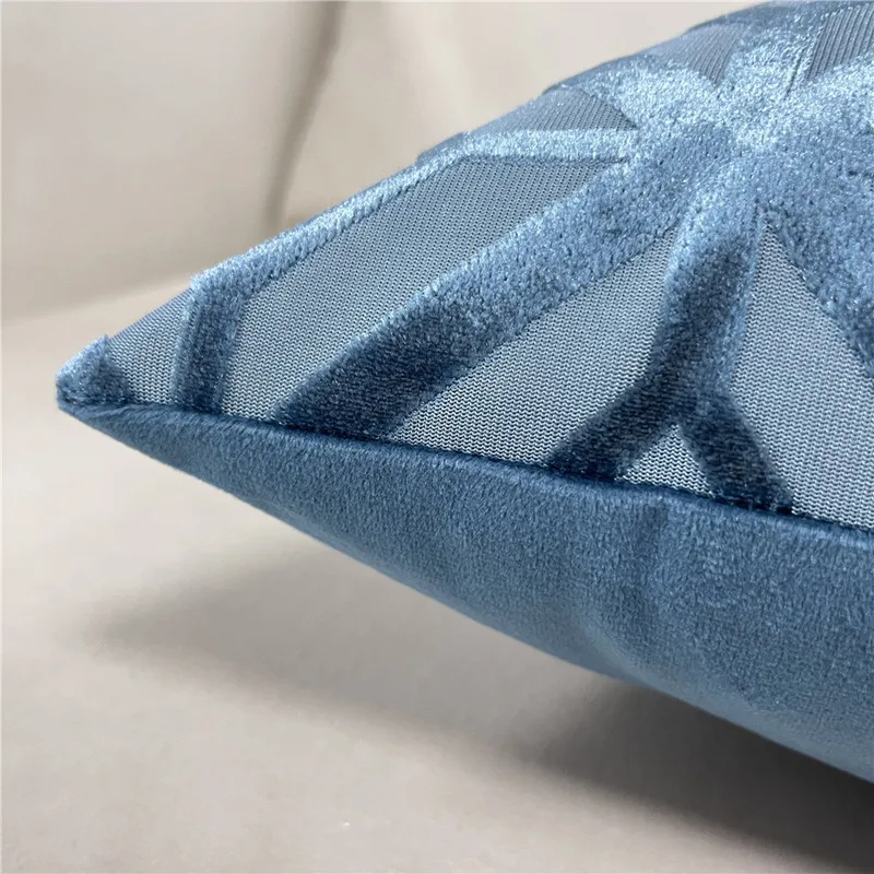 Luxury European Solid Jacquard Geometric Cushion Cover Sofa Decorative Cutting Velvet Throw Pillowcase Pillow Coverfrom Factory