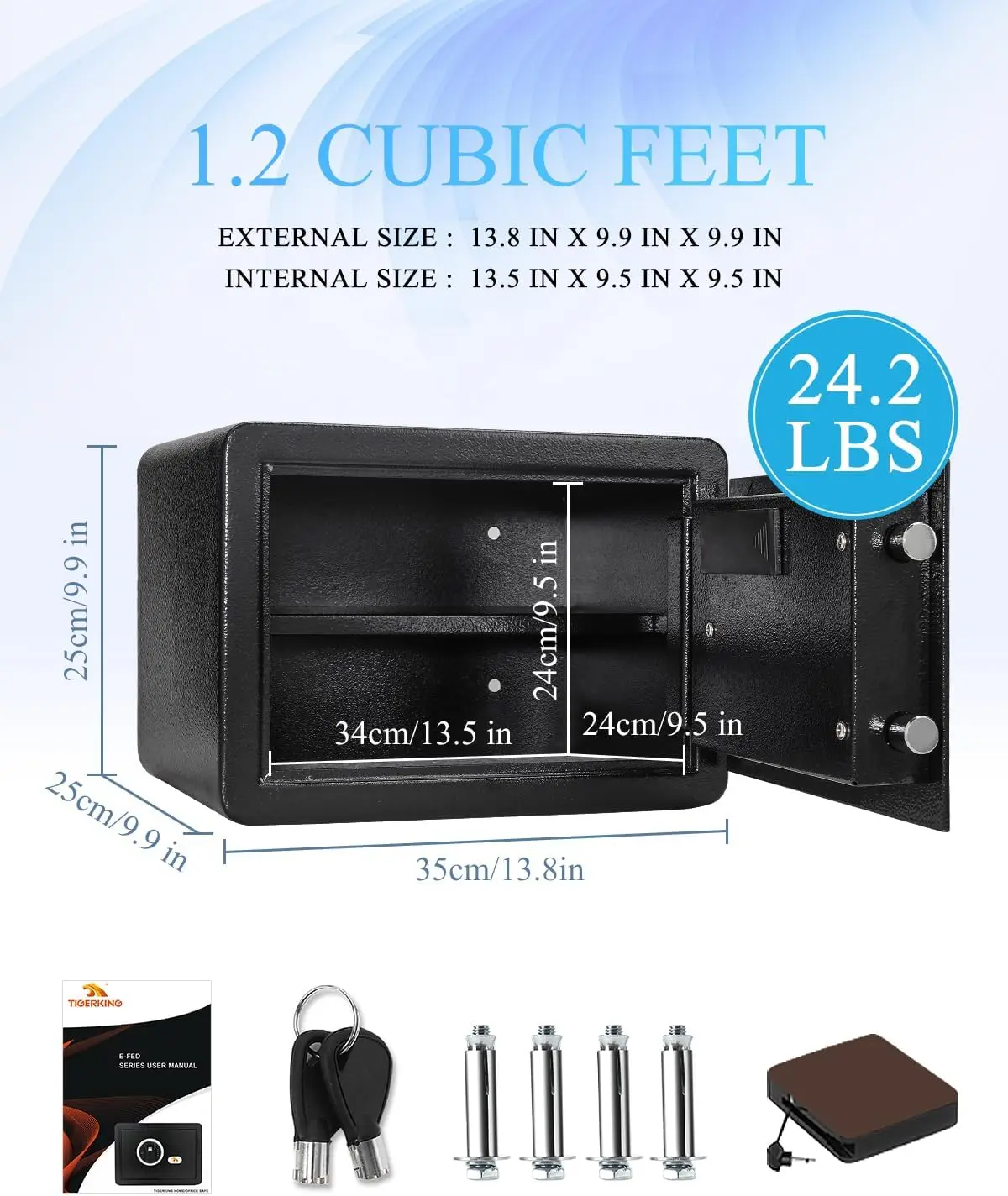 Digital Security Safe Box with LED Light, Small Safe box for Money with Removable Shelf, Lockbox Money Jewellery Important Docum