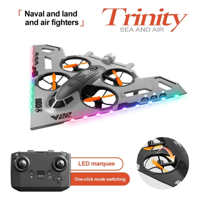 V22 RC Aircraft Water Land Air Three in One Plane Model Glider Toy Capable Aerial  with Drone Birthday presents for boys girls