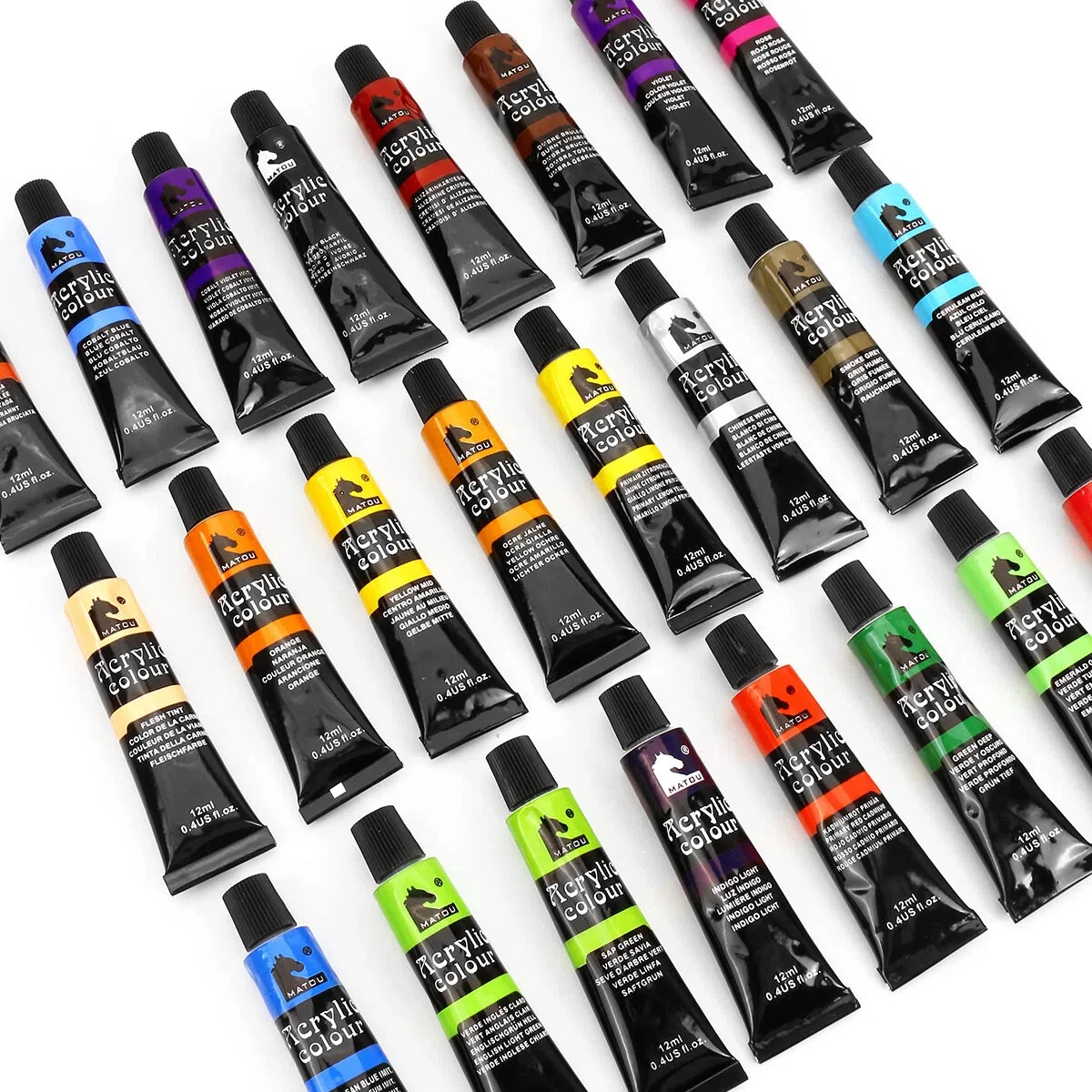 Children's Painting Acrylic Paints Set 24 Colors Professional Brush Set Artist Drawing Painting Pigment Hand Painted Wall Paint