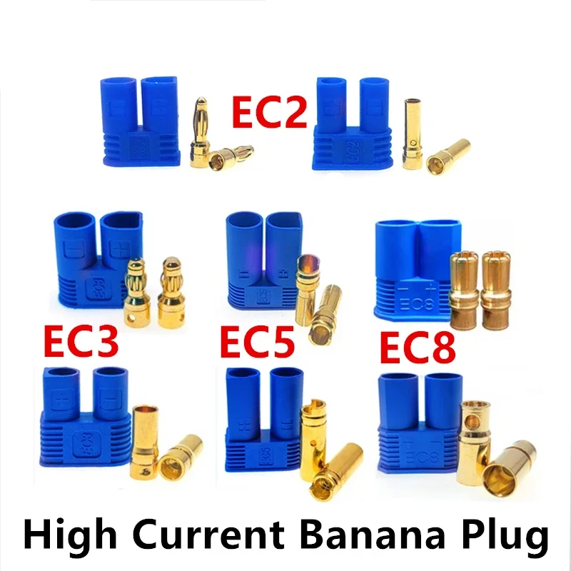 

EC2 EC5 EC3 EC8 Banana Plug Battery Motor Male Female High Current Plug Connector For RC Model Airplane Helicopter Vehicle Car