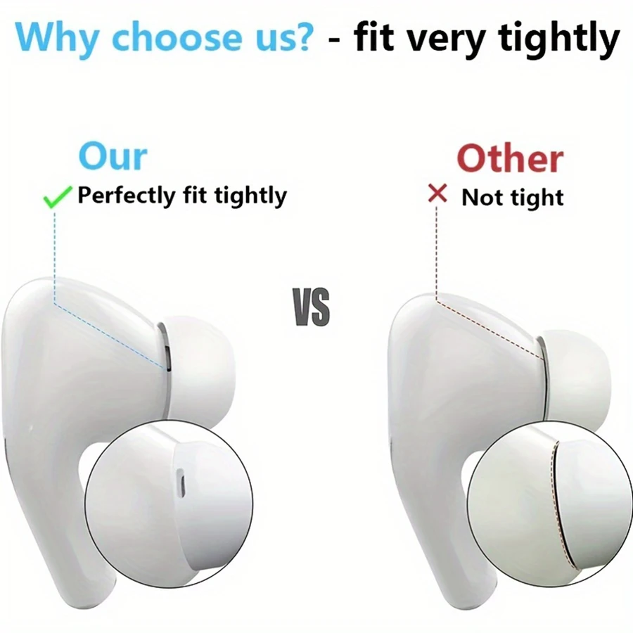4 Pairs Liquid Silicone Ear Tips for Airpods Pro 1 2 Noise Reduction Pad Earplugs Ear Caps Comes with cleaning pen view 3