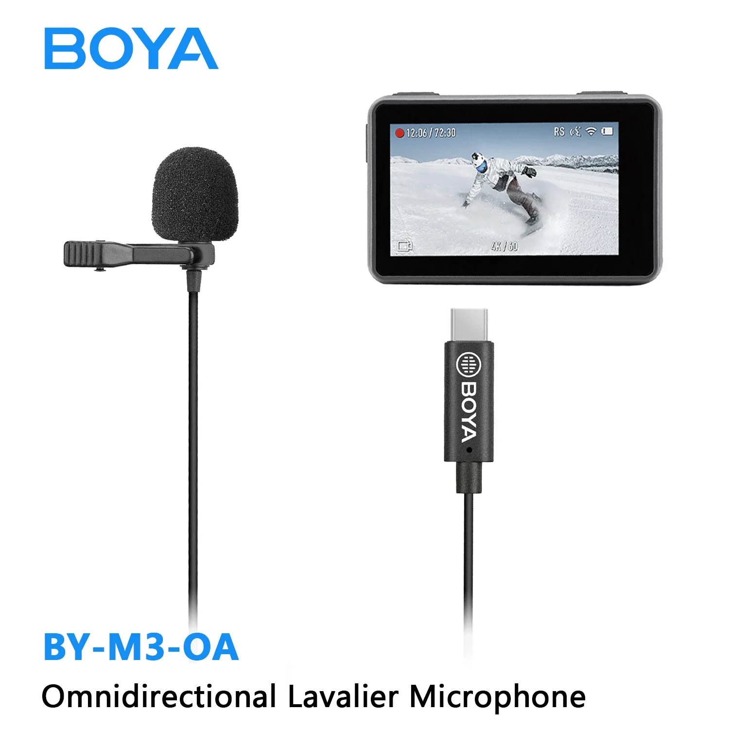 

BOYA BY-M3-OA Omnidirectional Lavalier Clip-on Lapel Microphone Digital USB Type-C Plug for DJI OSMO ACTION Camera for Vlog