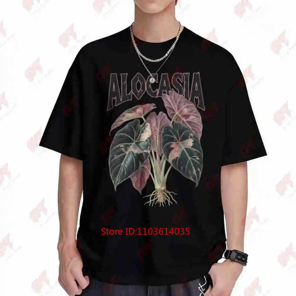 Alocasia Variegated Alocasia Black Velvet Short Sleeve Tee 100% Cotton T-Shirt