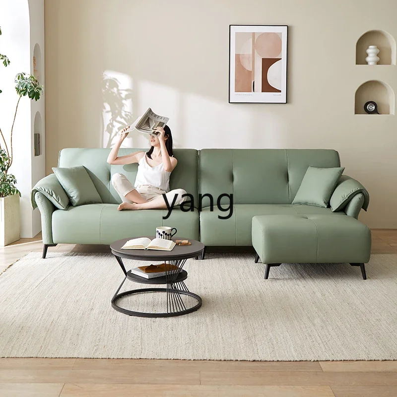 Yjq sofa living room modern simple cat claw leather small apartment straight row technology fabric sofa