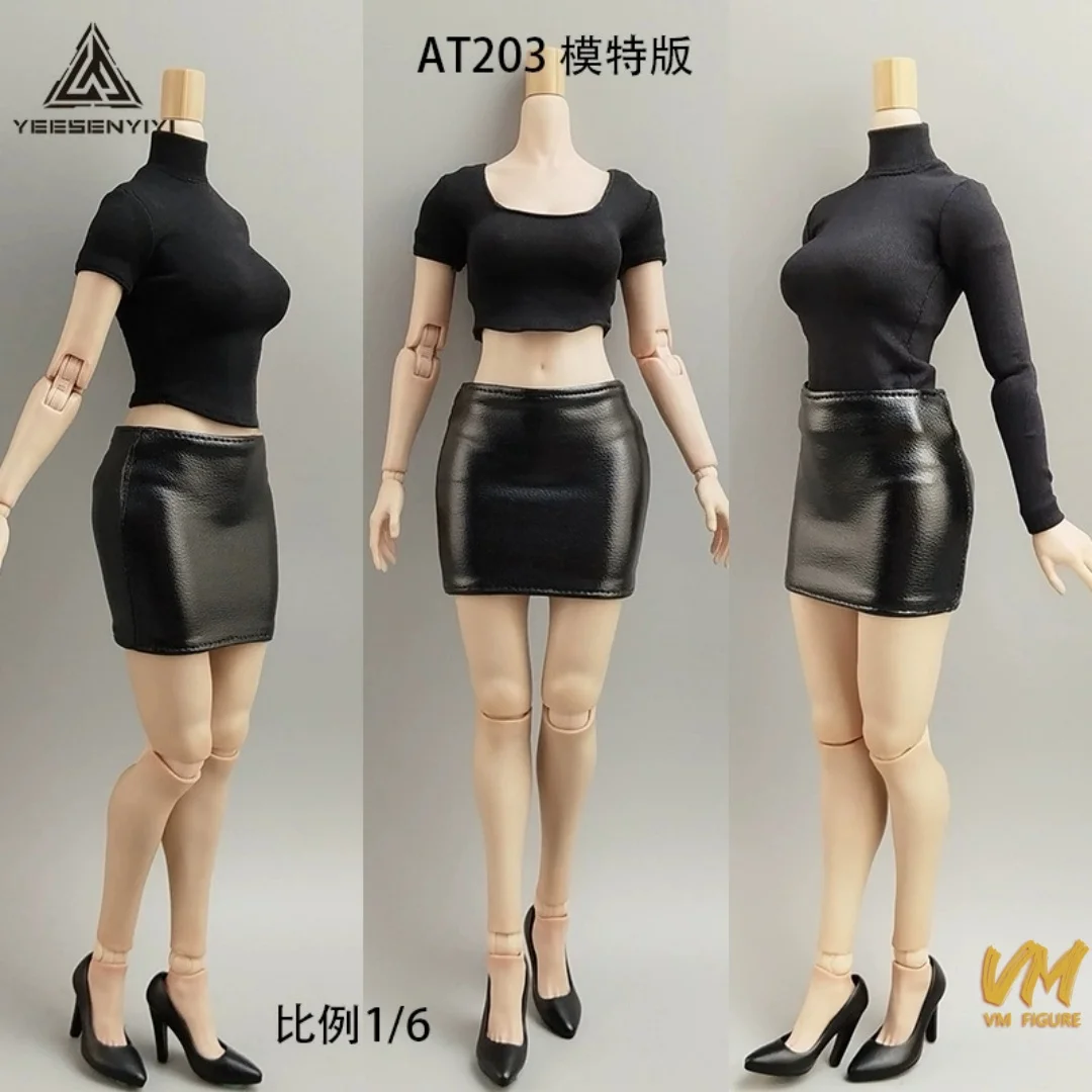 1/6 مقياس الجلود الاصطناعية المجهزة تنورة سوداء صغيرة حمالة فستان قصير نموذج ل 12 ''أنثى الجندي عمل أرقام TBL BJD #3