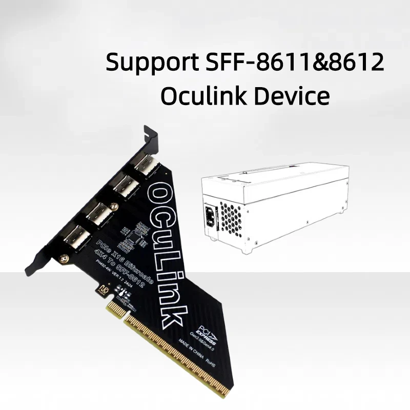 TISHRIC 256Gbps PCIE 4.0 16X إلى Oculink 4 منافذ SFF 8611&8612 بطاقة توسيع PCI Express إلى SFF-8639 U.2 SSD محول بطاقة الناهض