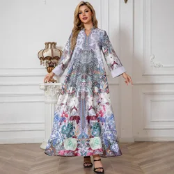 Eid Muslim Abaya for Women Party Dresses Jalabiya Print Abayas Pearls Ramadan Morocco Dubai Kaftan Islam Vestidos Arab Long Robe