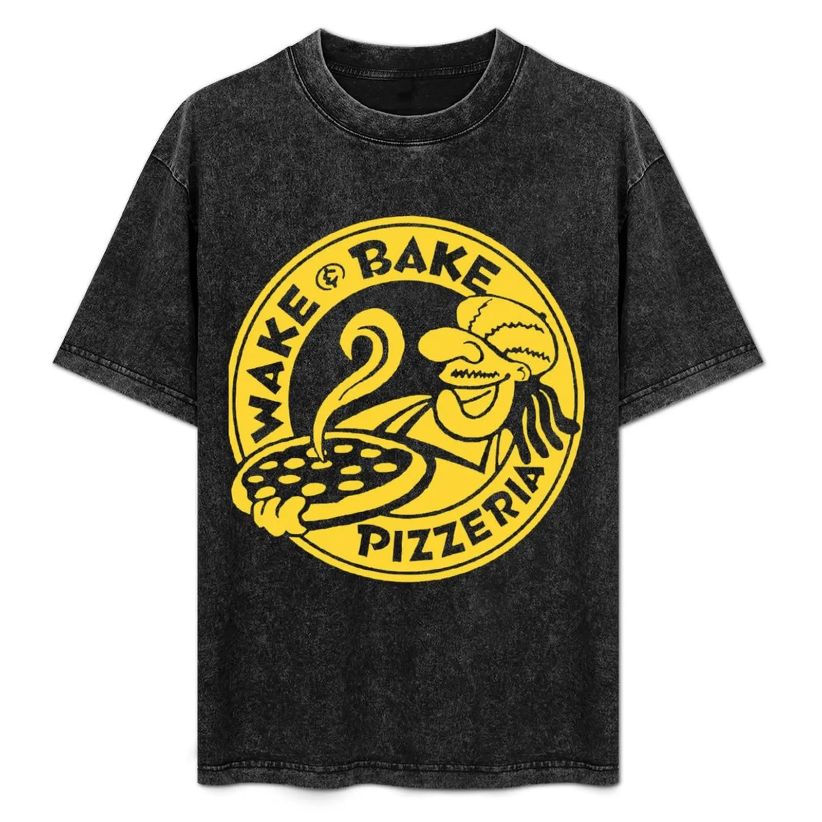 Camiseta Wake & Bake Pizzaria casual para o dia a dia, camiseta de manga curta