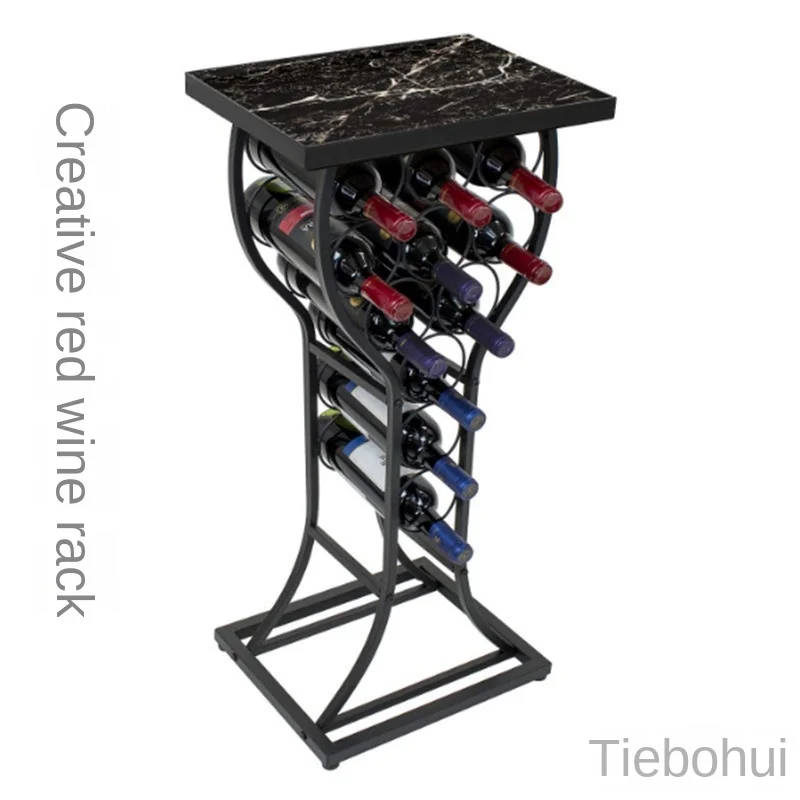 Iron Wine Rack Restaurant Floor Wine Cabinet Modern Simple Living Room Wine Display Rack Shelves Wine Racks Home Camping