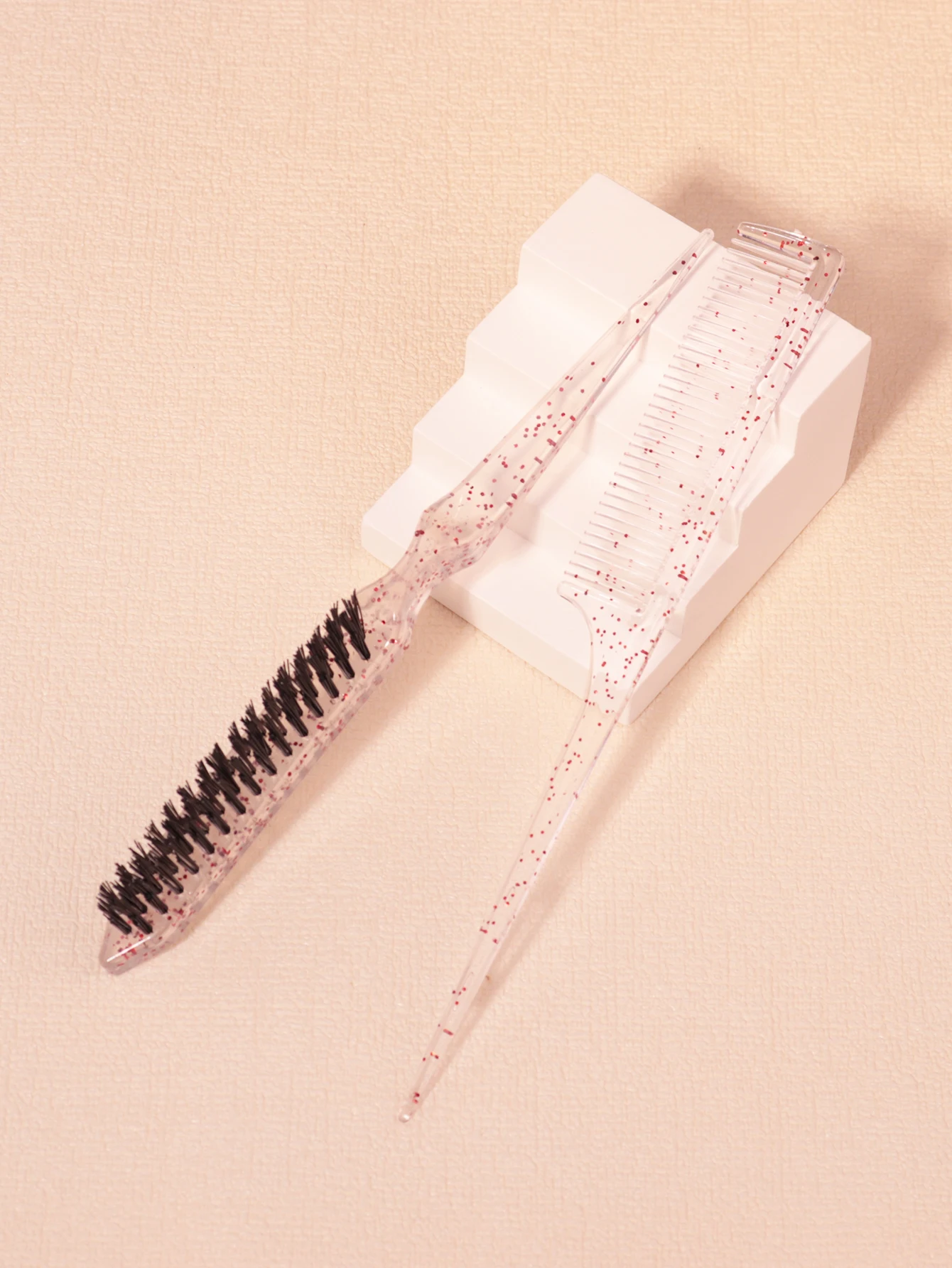 2 قطعة/المجموعة كريستال البلاستيك فرشاة شعر سميكة ومقاومة للحرارة ومجموعة مشط الشعر ذيل حصان مدببة خاصة للشعر المستعار الحقيقي #1