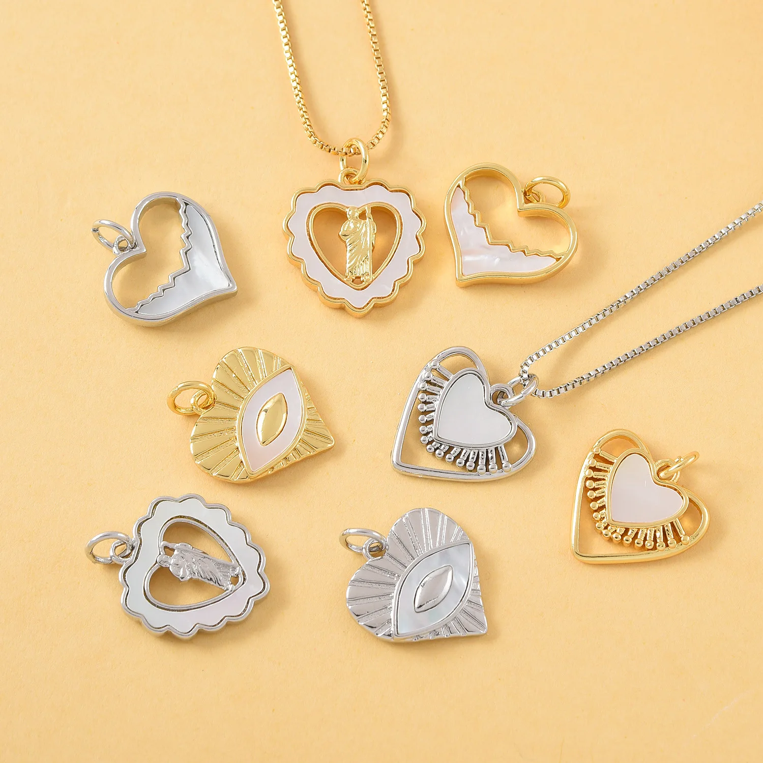 5pcs Europe and The United States Natural Shell Evil Eye Necklace Pendant Accessories DIY Jewelry Making Materials Wholesale