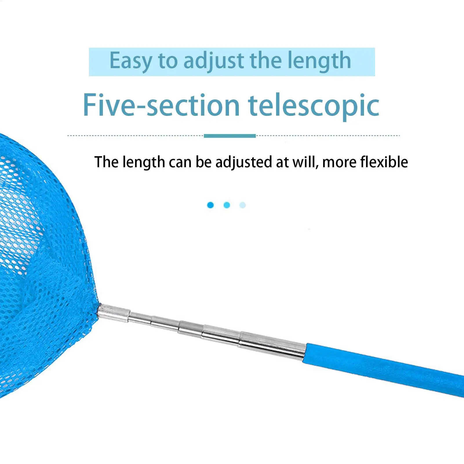 Stainless steel telescopic pool cleaner net, children's fishing net, fish catcher net for kids, Garden Pool leaves cleaning net view 5