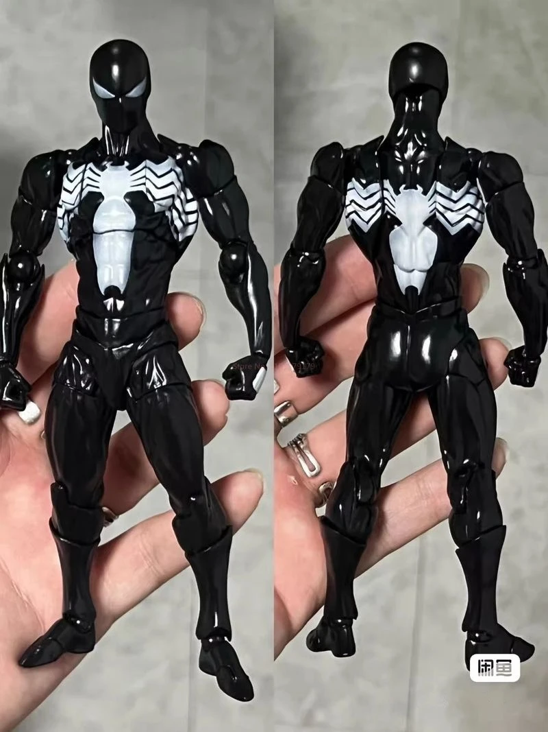 

16cm Black Venom Suit Spider-Man Action Figure Collectible Handmade Toy For Boys Desktop Decor Gift Symbiotic Joint Design Gifts