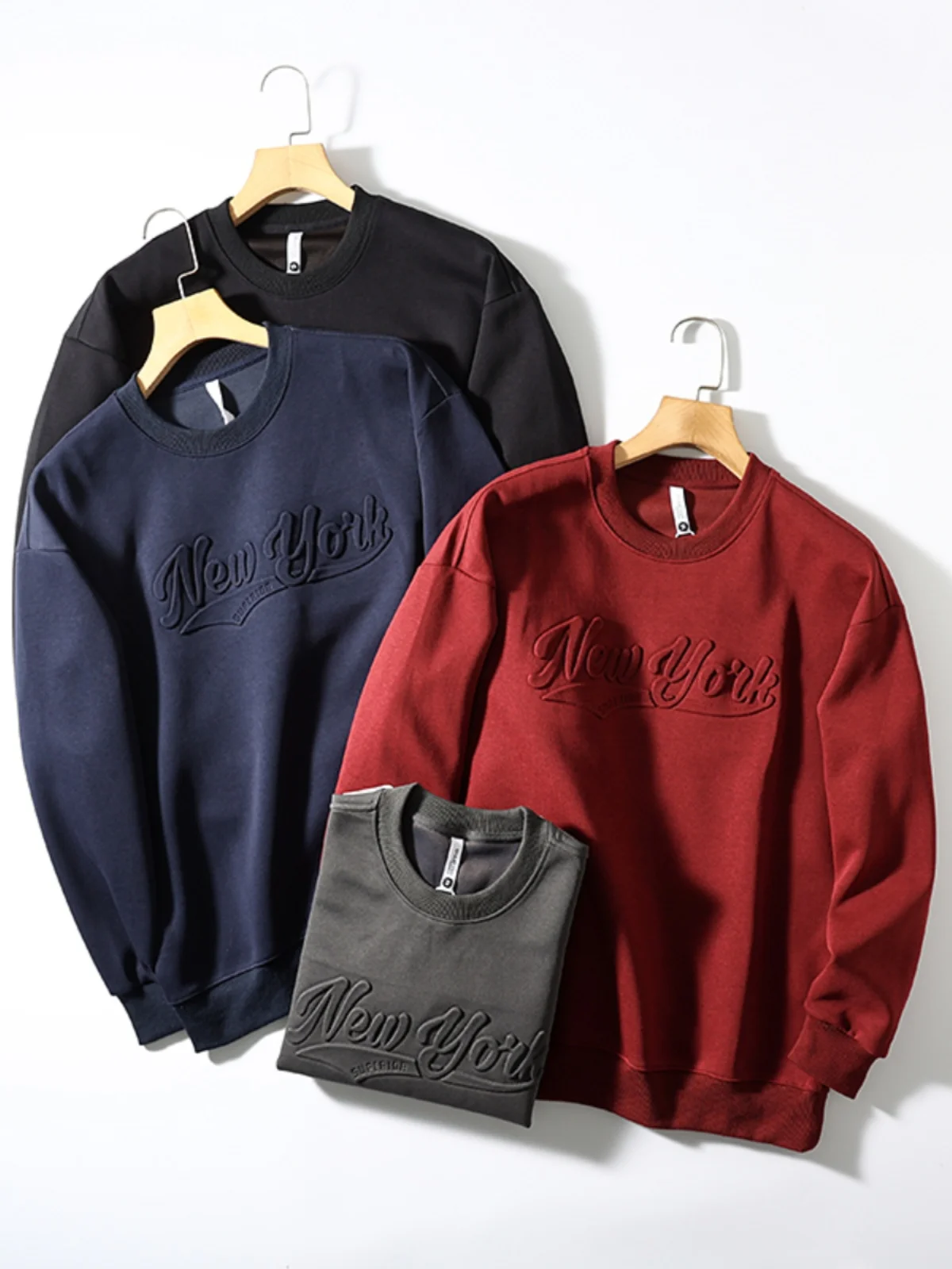 

Ретро-американский мужской свитшот с 3D-цветочным узором, длинными рукавами и круглым вырезом, осенняя новинка, уличный стиль, повседневный комфорт