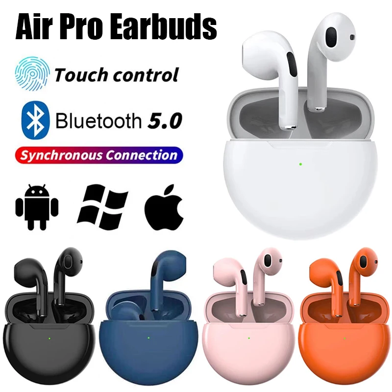 Беспроводные наушники Air Pro 6 TWS с микрофоном, Bluetooth-наушники, спортивная гарнитура для бега для Apple iPhone Xiaomi Pro6, наушники-вкладыши