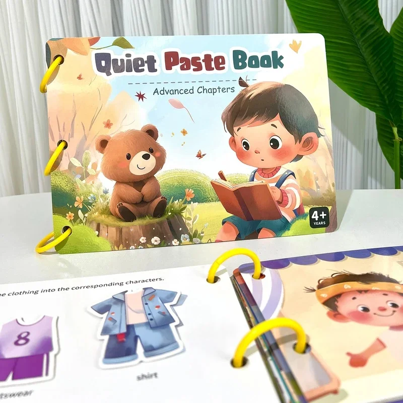Quiet Paste Book for Learning and Play with Stickers and Cards for Children Aged 3 Years and Up