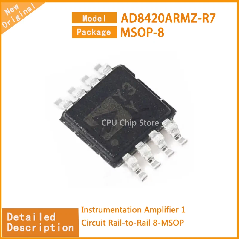 5Pcs/Lot  New Original   AD8420ARMZ-R7  AD8420ARMZ  Instrumentation Amplifier 1 Circuit Rail-to-Rail 8-MSOP