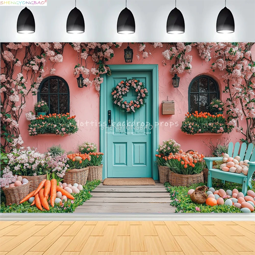 

Easter Party Decoration Spring Garden Children's Photography Props Rabbit Colorful Eggs Newborn Portrait Shoot Background FH-07