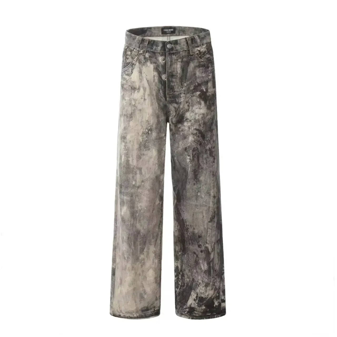 Streetwear Baggy Jeans Pants Y2K Retro Wash Inkjet Sweatpants Pants Men Women Harajuku Hip Hop Casual Trousers Fall Guys