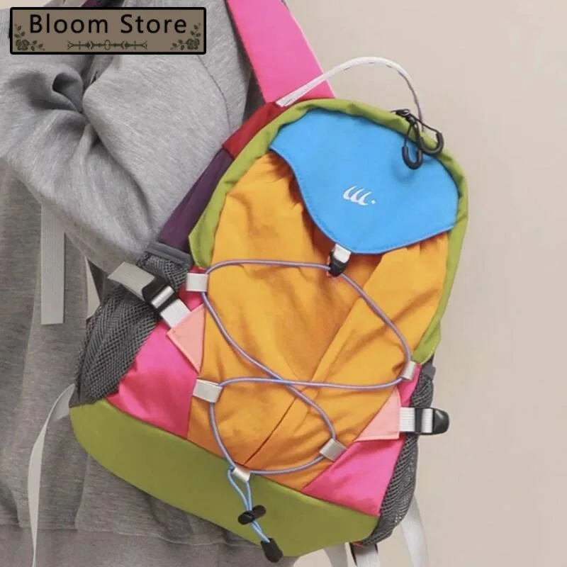 

Contrast Color Patchwork Vintage Backpack Casual Outdoor Travel Simple Rucksacks College Students Y2k Haruku Schoolbags Women