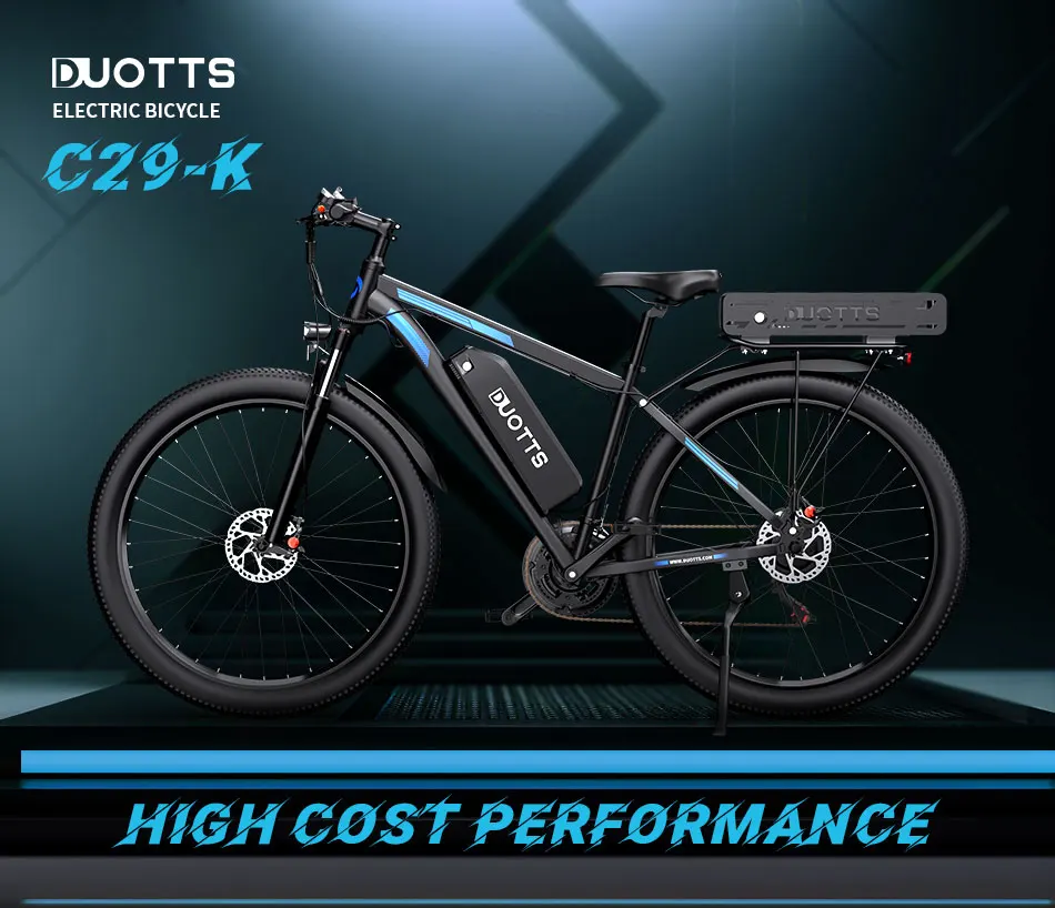 Duotts C29-K 750W Elektrofahrrad, 48V 15Ah/22,5Ah Doppelakku, 150-170 km Reichweite, 29"×2,125 Reifen & Hydraulische Ölbremsen, 21-Gang 65N·m Drehmoment 150kg Traglast, LCD Bluetooth APP E-Bike für