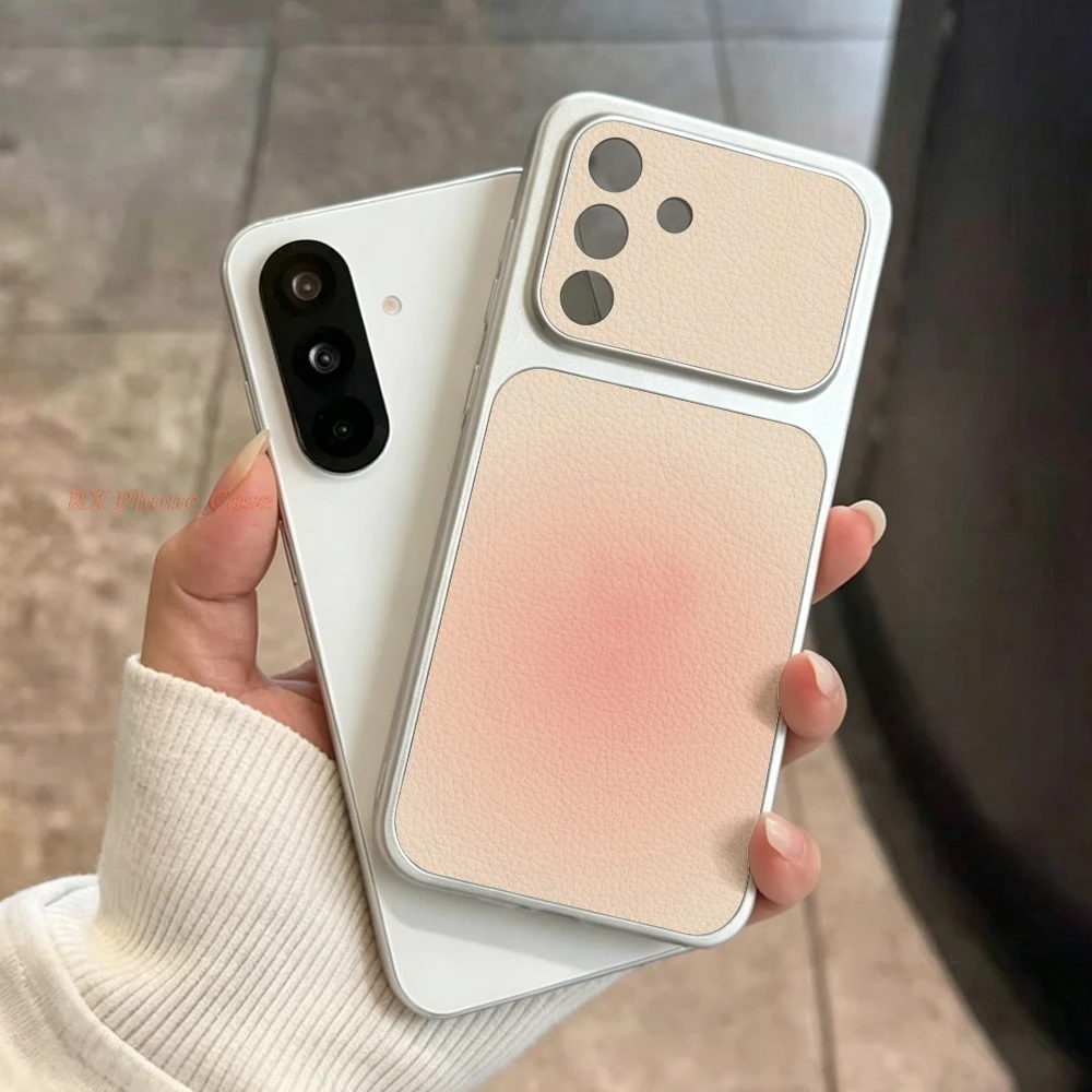 Gradient Pink Phone Case For Samsung S26 A56 S26 Plus S26 Ultra A36 S25 S24 S23 Ultra A55 A57 A37 Window Leather texture Cover