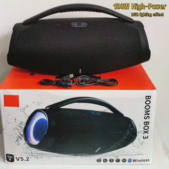 100W high power Bluetooth speaker portable outdoor music center wireless RGB light effect bass speaker Stereo Surround TWS