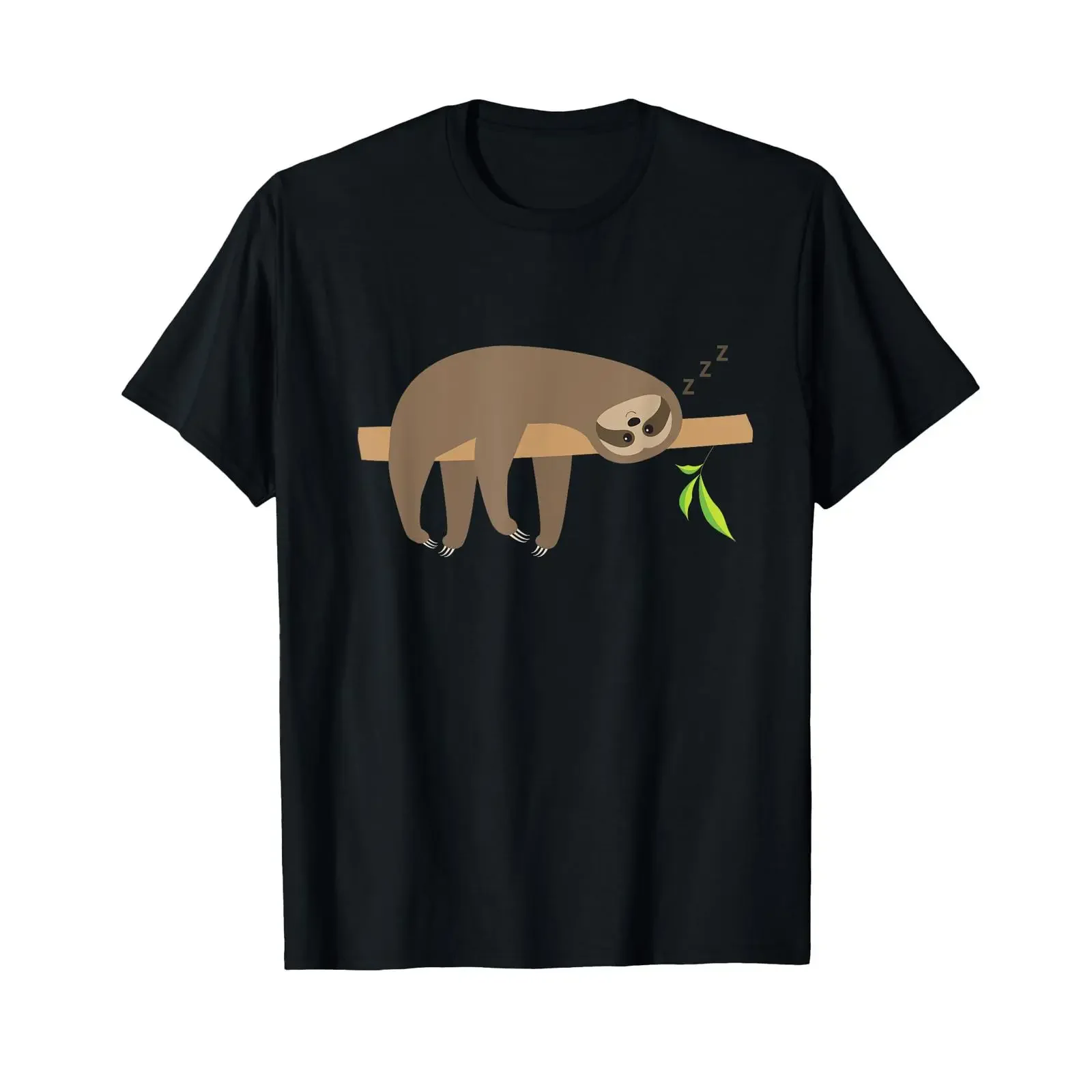 T-Shirt mit Sleepy Sloth-Print, Vintage-Stil, gewaschenes, weiches Oberteil für den Alltag, atmungsaktiv, bequem, stilvolle Streetwear-Mode