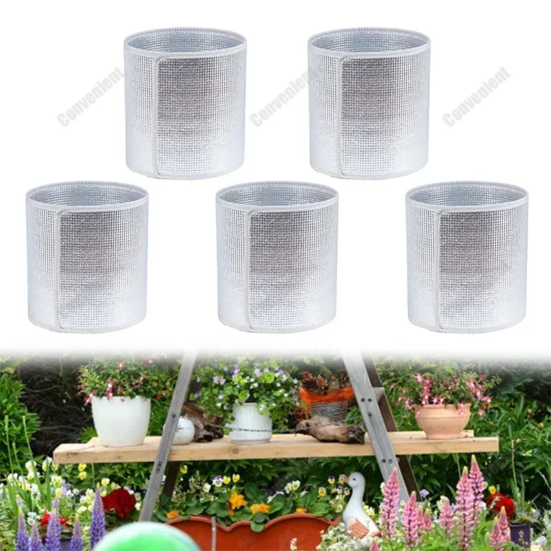 

5pcs Flower Pot Heat Insulation Cover Plant Heat Insulation Film Detachable Foldable Double-sided Aluminum Foil Sunscreen Cover