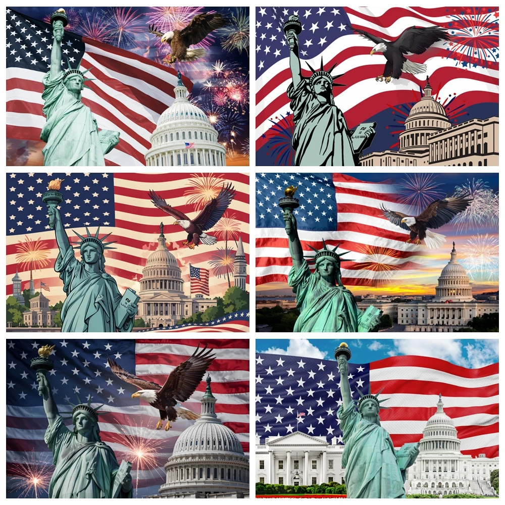 

Independence Day Backdrop 4th of July American Flag Background USA Flag Portrait Banner Patriotic Veterans Party Decor Supplies