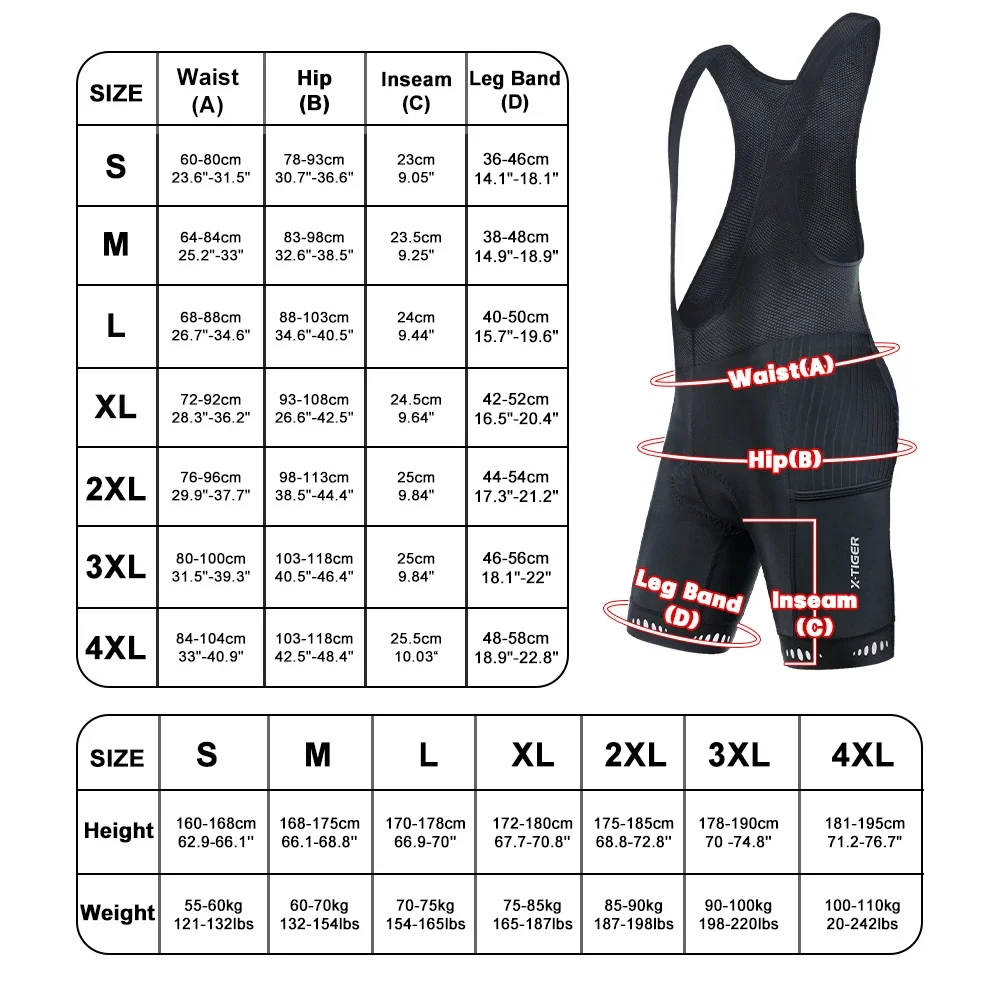 X-TIGER Męskie spodnie rowerowe Spodenki rowerowe 7-godzinne wyściełane rajstopy rowerowe Szybkoschnące letnie spodnie rowerowe Spodenki rowerowe