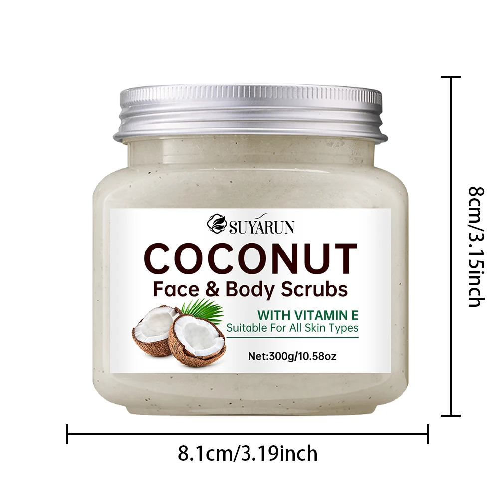 SUYARUN Organic Coconut Sugar Body Scrub Exfoliating & Moisturizing - Natural Spa Care for Soft Skin - 300g.