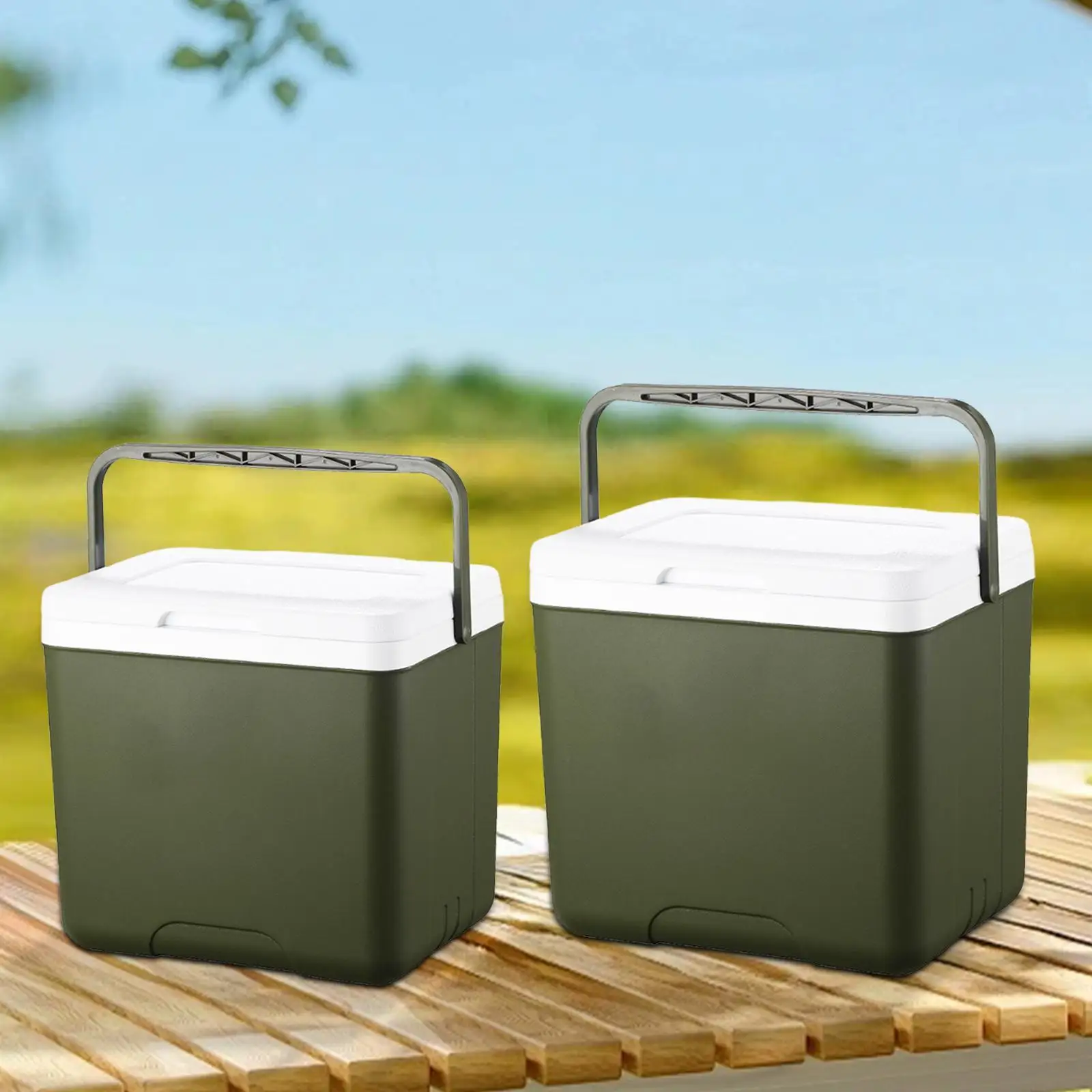 

Insulated Cooler Box with Handle Ice Retention Rigid Cooler Ice Chest for