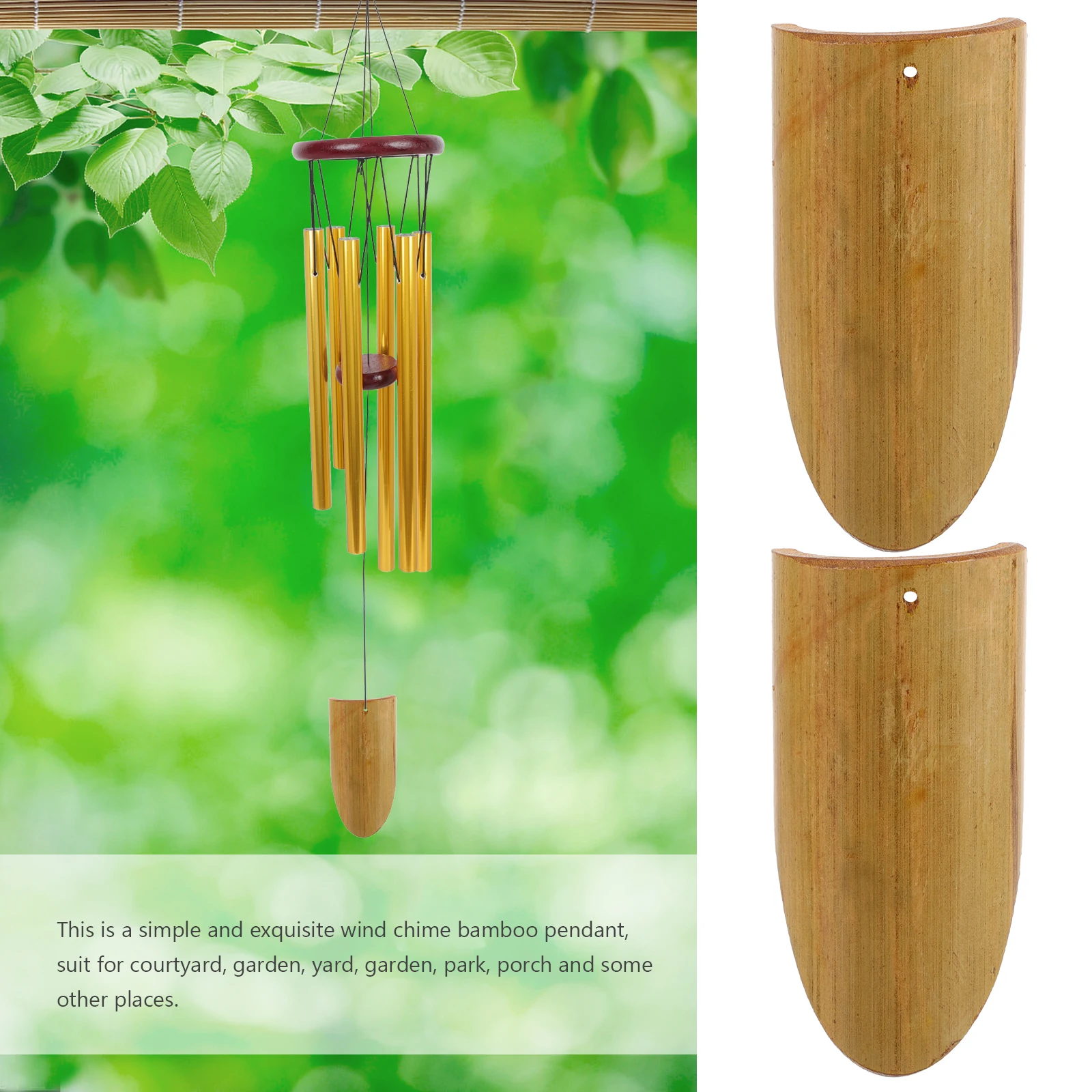 

4 Bamboo Bamboo Piece Pendent DIY Wind Windchime Making Material Chime Crafts Outdoor Garden Decoration Pendant Accessories