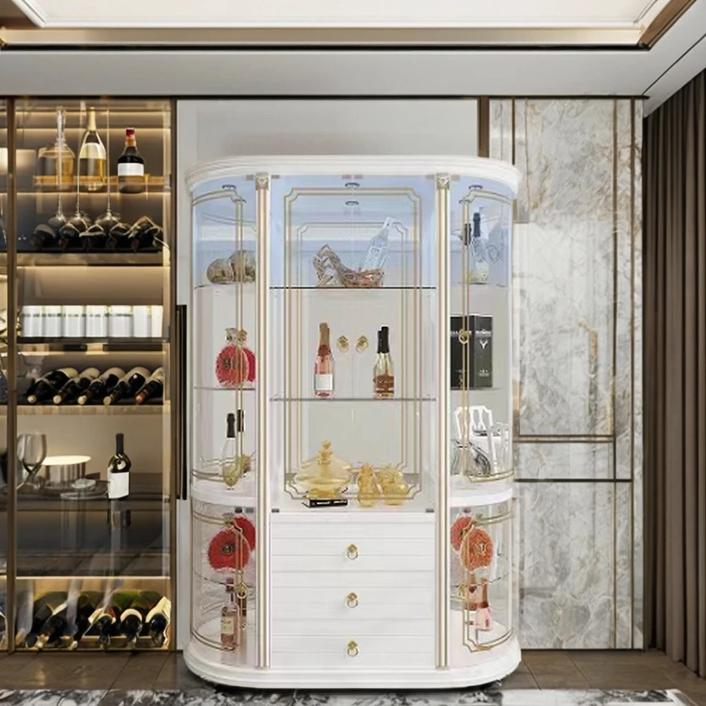 Elegant  Wine Cabinet Locker Display 6812 Lighting Piano Paint High Quality High Density Board High Quality Glass Wine Rack