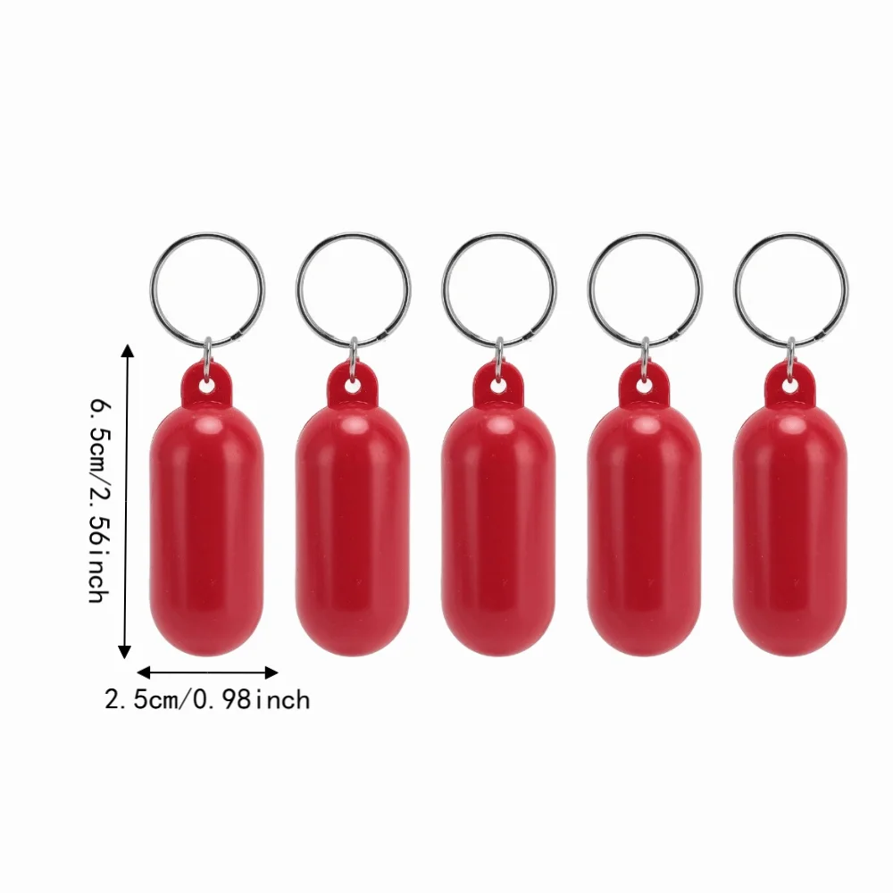 5pcs 65x25x25mm Floating Keychain ABS Plastic Orange or Red Floating Key Ring Metal Key Ring Oval Buoyant Key Float Swimming